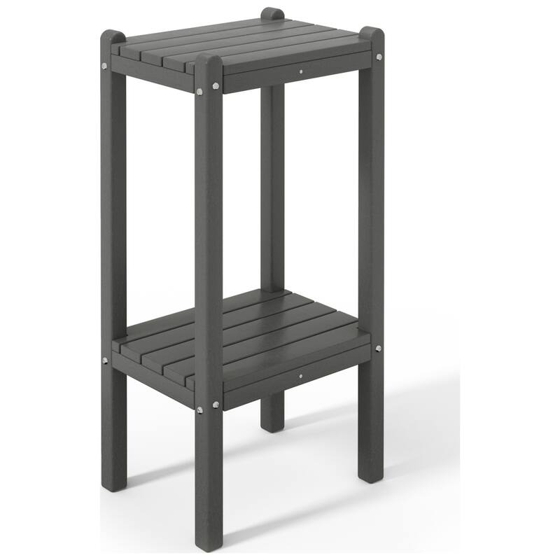 Polytrends Laguna Hdpe All Weather Outdoor Patio Two Shelf Square Table