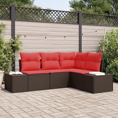 vidaXL 5 Piece Garden Sofa Set with Cushions - 82.3×60.6×27.2