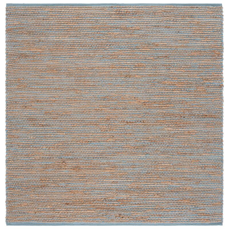 SAFAVIEH Handmade Cape Orania Cod Jute & Cotton Rug - 6' Square - Blue/Natural