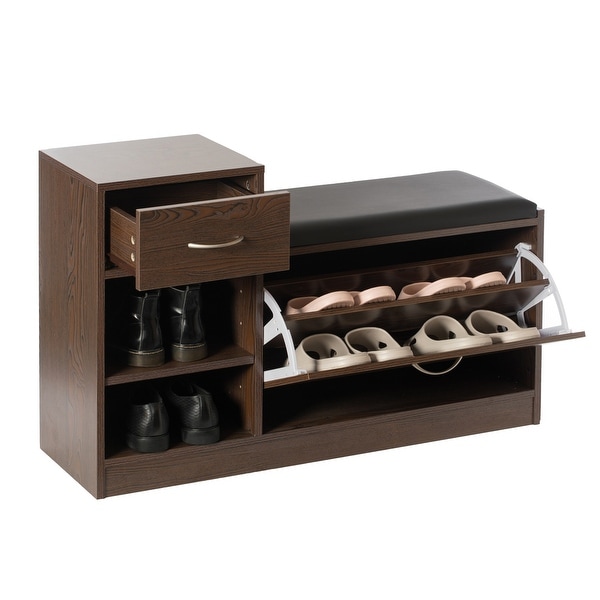 Wooden Entryway Shoe Storage Bench with Cushion On Sale Bed