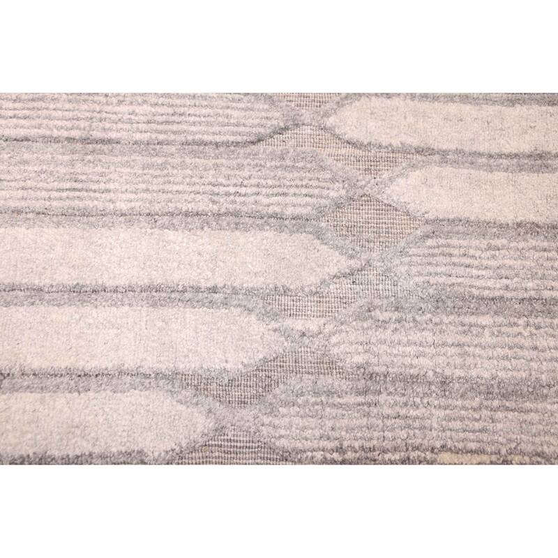 ECARPETGALLERY Hand Loomed Elysian Grey Silk Rug - 7'11 x 9'10