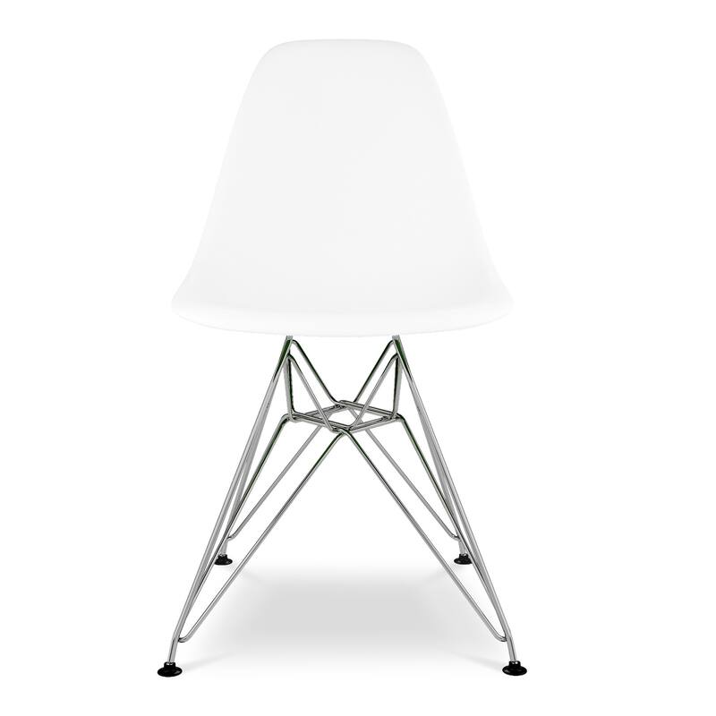 HomeRoots White and Silver Steel Dining Side Chair