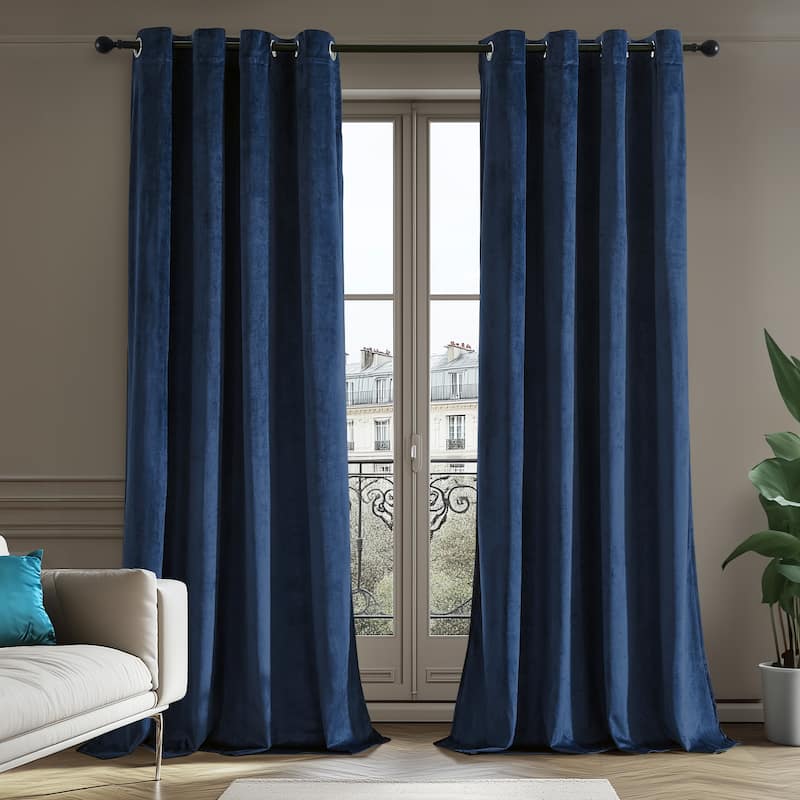 Deconovo Velvet Blackout Curtains, 2 Panels, Thermal Insulated - 52x63 Inch - Navy Blue