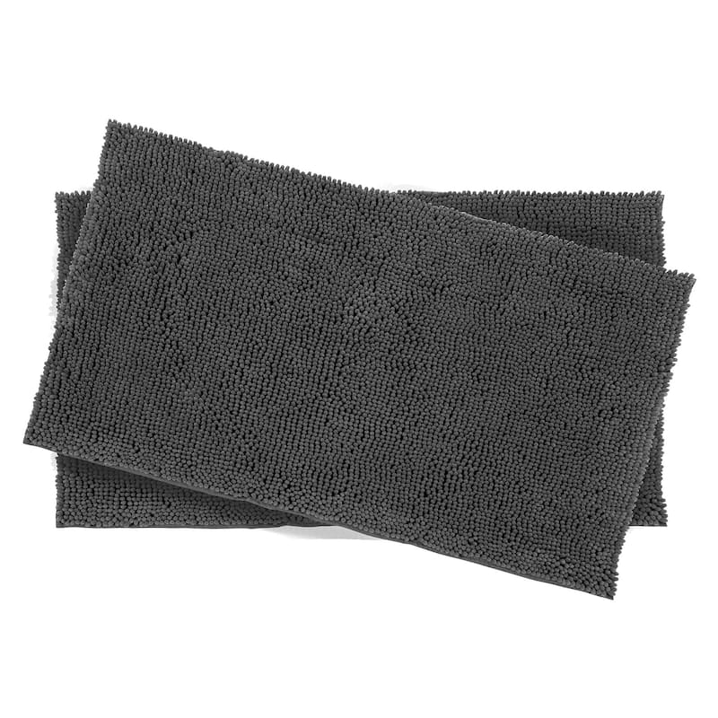 Resort Collection Plush Shag Chenille 2-Piece Bath Mat Set