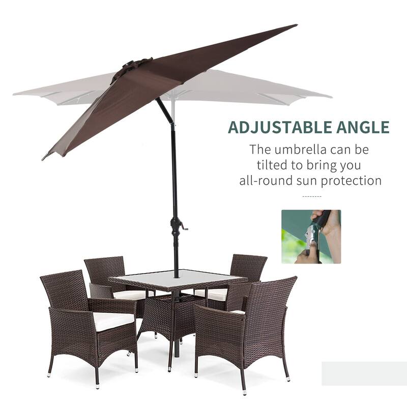 Outsunny 9-ft x 7-ft Square LED Patio Umbrella with Lights for Outdoors, Solar Umbrella