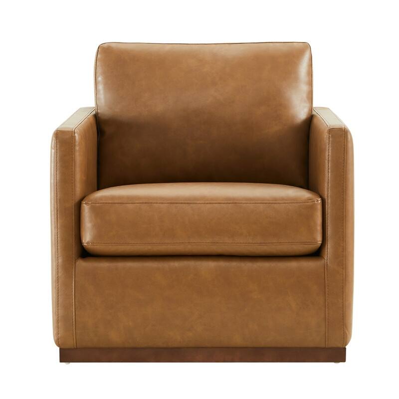 Spruce & Spring Modern Swivel Accent Chair with Wooden Base