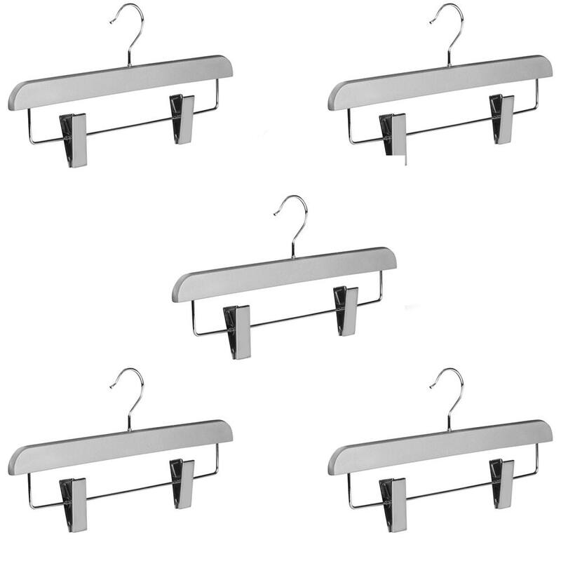 Abs Plastic Trouser Skirt Hangers, Perfect for Skirts, Pants, Slacks, Jeans, and More Set of 5 - Set of 5 - Silver