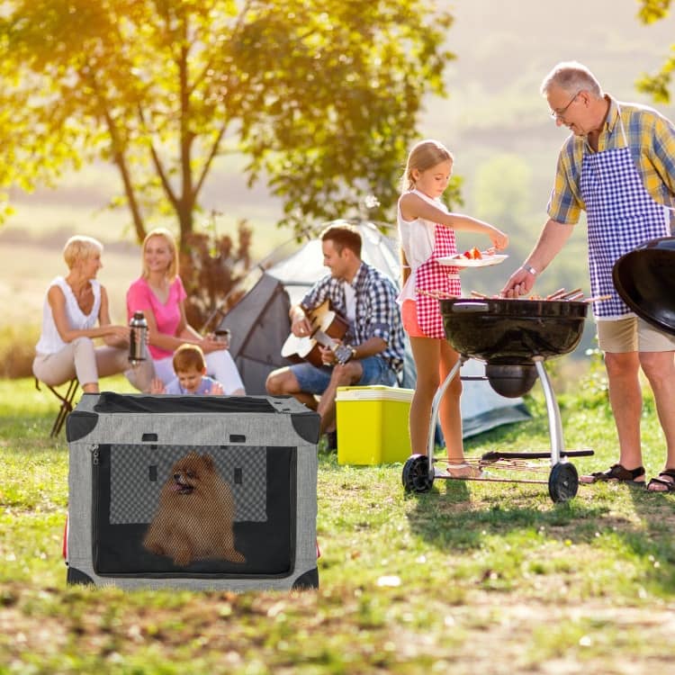 3-Door Dog Crate with Removable Pad and Metal Frame