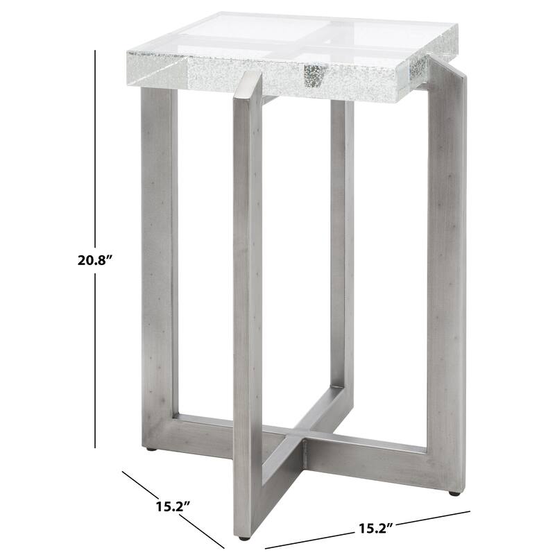 SAFAVIEH Couture Pixie Square Bubble Glass Accent Table - 15"W x 15"D x 21"H