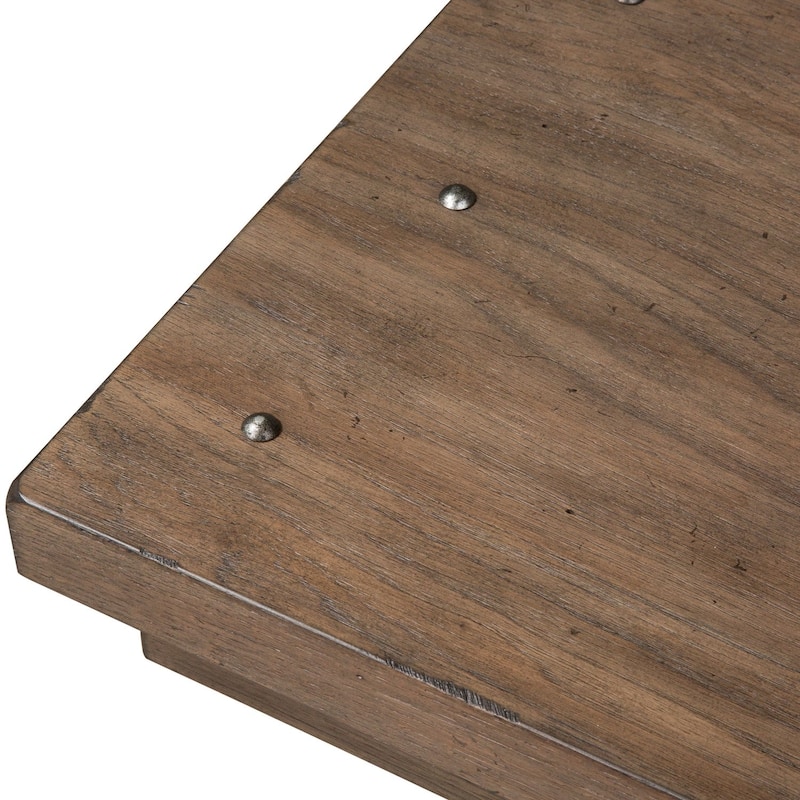 Sonoma Road Weathered Beaten Bark Antique Pewter Metal Rectangular Cocktail Table