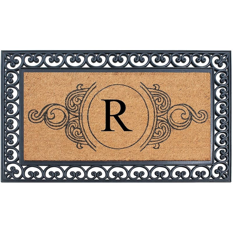 A1HC 30" x 48" Heavy-Duty Rubber & Coir Outdoor Doormat with Copper/Black Border – Large, Non-Slip Backing - R