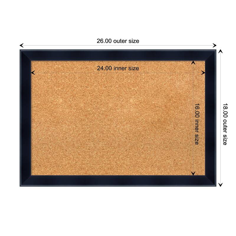 Madison Black Wood Framed Natural Corkboard Bulletin Board - Board Size 24x16