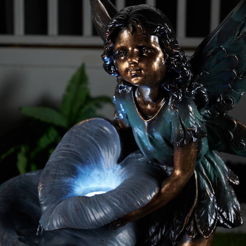 LED Lighted Pagoda Fairy on the Rock Waterfall Fountain - 31.25"
