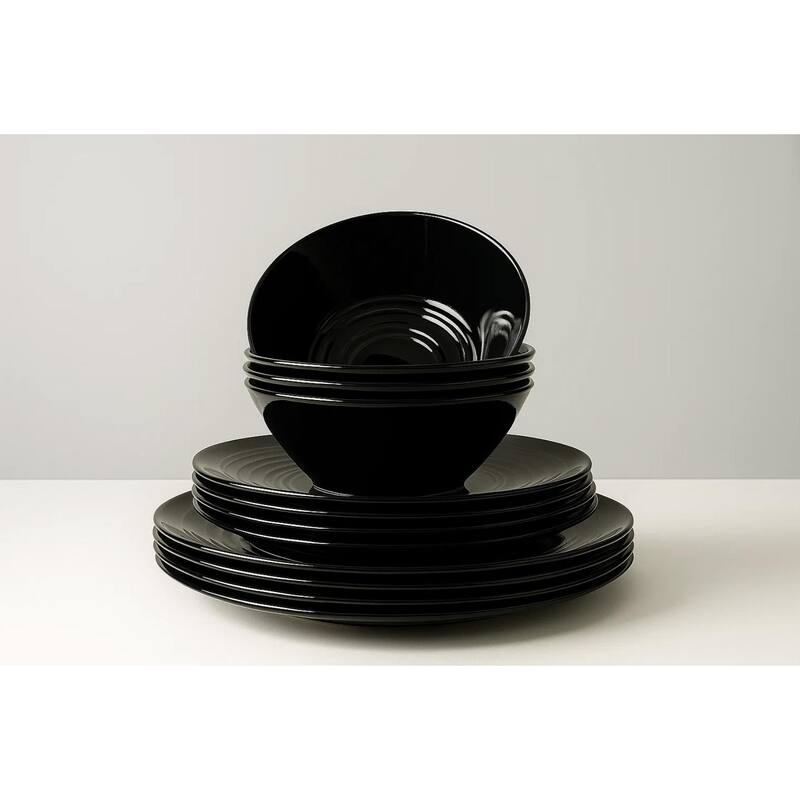 Barro NewWave Melamine Solid Black 12-Piece Dinnerware Set