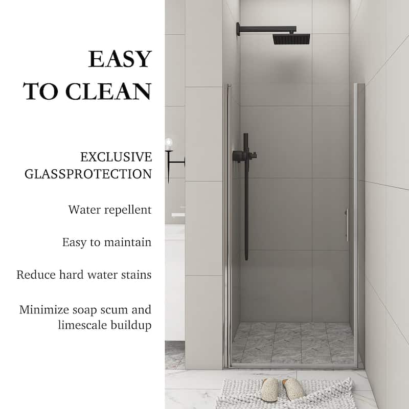 30/32/34/36 Inch Semi-Frameless Pivot Shower Door with Clear Tempered Glass