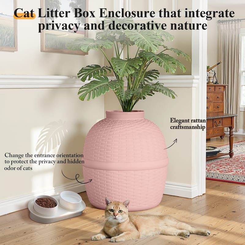Hidden Litter Box with Faux Plant, Large Cat Litter Box