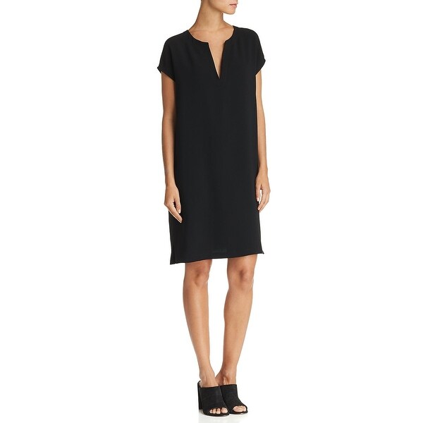 Theory Womens Satunina Shift Dress Urban Crepe Above Knee - Black - P
