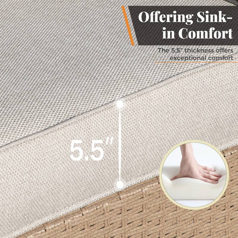 MAISON ARTS Luxury Wicker Patio Conversation Sofa Set with Curved Armrests with Cushions