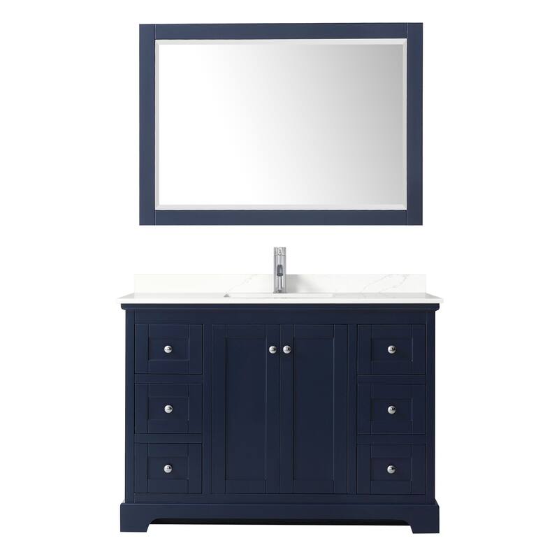 Avery 48-inch Single Vanity, Quartz Top, 46-inch Mirror
