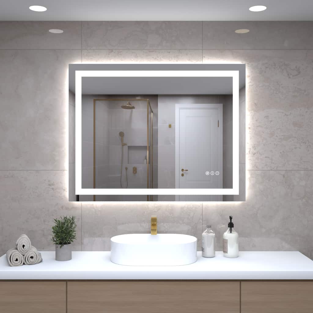 28" LED Bathroom Mirror,Front-Lit and Back-Lit, Stepless Dimmable, 3 Colors CRI90+, Brightness Memory, Shatter-Proof - 36