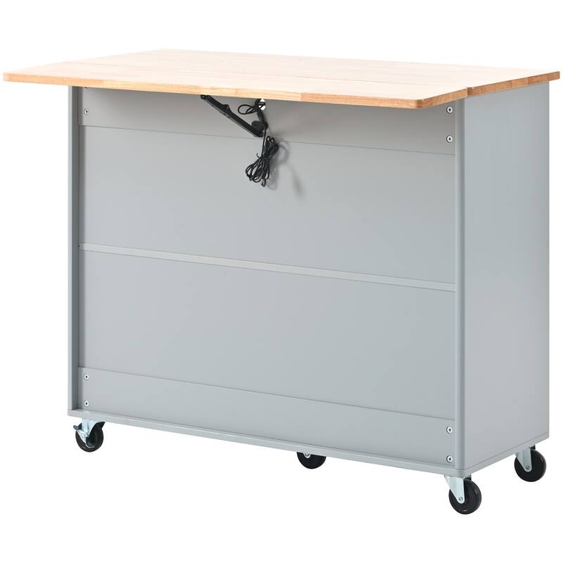 Kitchen Island with Drop Leaf, LED Light