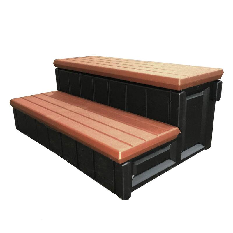 Confer Plastics Leisure Accents Deluxe 36"W Spa Hot Tub Steps, Redwood (2 Pack) - 45.4