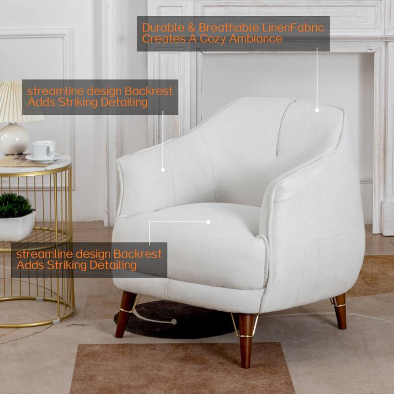 XINMICS Mid-Century Modern Accent Chair, Tufted Upholstered Armchair for Living Room, Bedroom, Set of 2