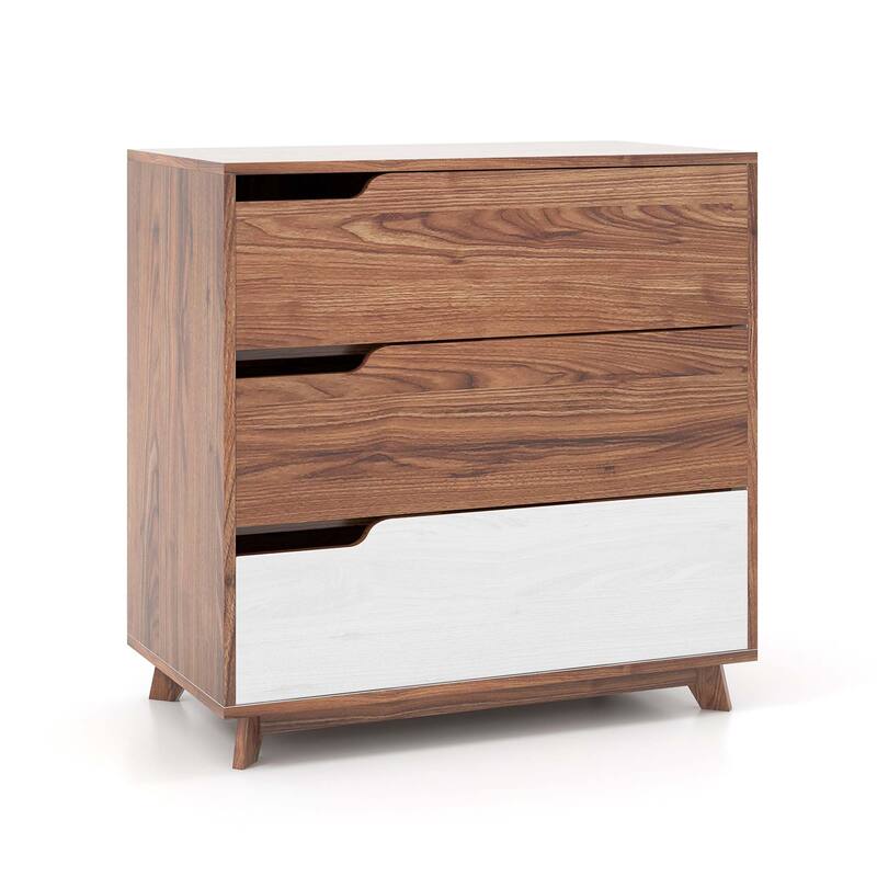 Costway 3-Drawer Dresser Farmhouse Wooden Sofa Beside Table Storage