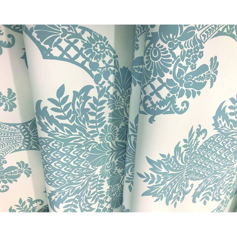 Franconville Periwinkle/White Sure Strip Prepasted Damask Pineapple Plantation Wallpaper Covers about 60.75 sq. ft.