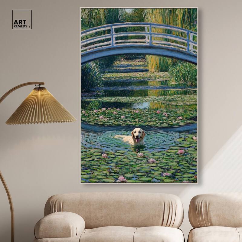 The Pond Under the Bridge Canvas by Art Remedy