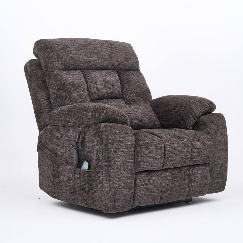 Velvet Oversized Power Lift Recliner Chair, 180° Flat with Massage