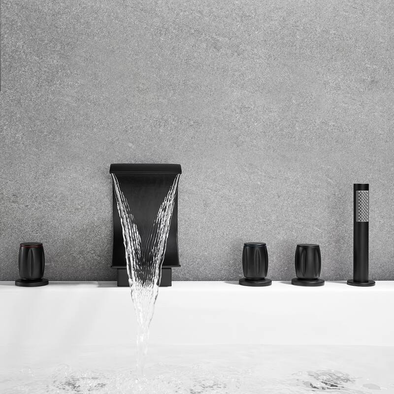 Altair Recea Triple Handle Deck-Mount Roman Tub Faucet with Diverter and Handshower
