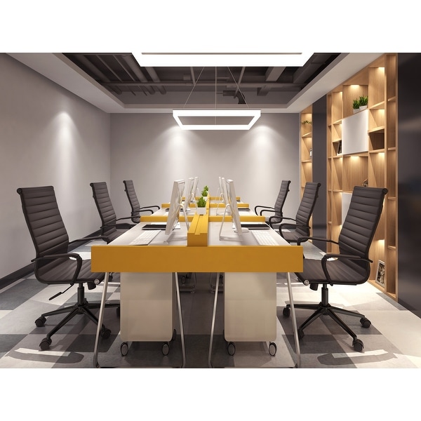 Designer High Back Leather Office Chair Ribbed PU Conference Room