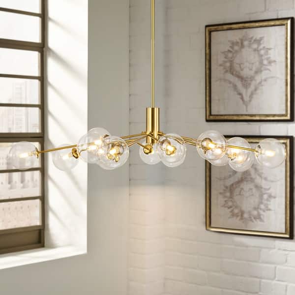 Modern Linear Sputnik Cluster Clear Glass Globe Bubble Branch