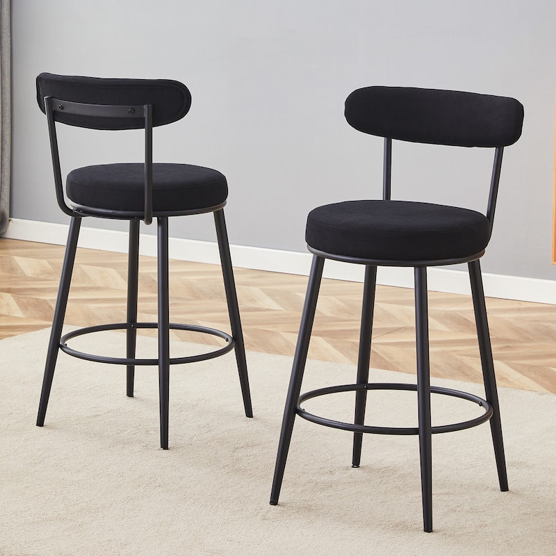 Fashionable and Comfortable - Two Sets of Ergonomic High Legged Bar Chairs,With White Fabric Cushions - Black