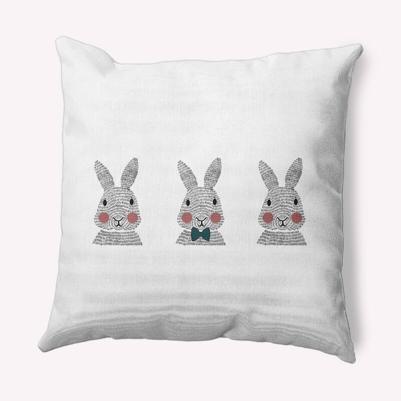 Bunny Triplets Easter Decorative Throw Pillow - 18" x 18" - Ocean Abyss Green