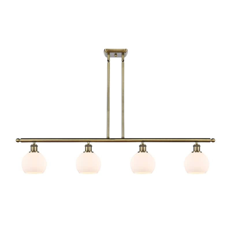 Innovations Lighting 516-4I-10-48 Athens Linear Athens 4 Light 48" - Antique Brass / Matte White