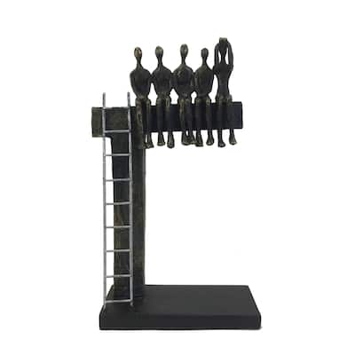 Polyresin 15" People On Ledge Sculpture, Bronze