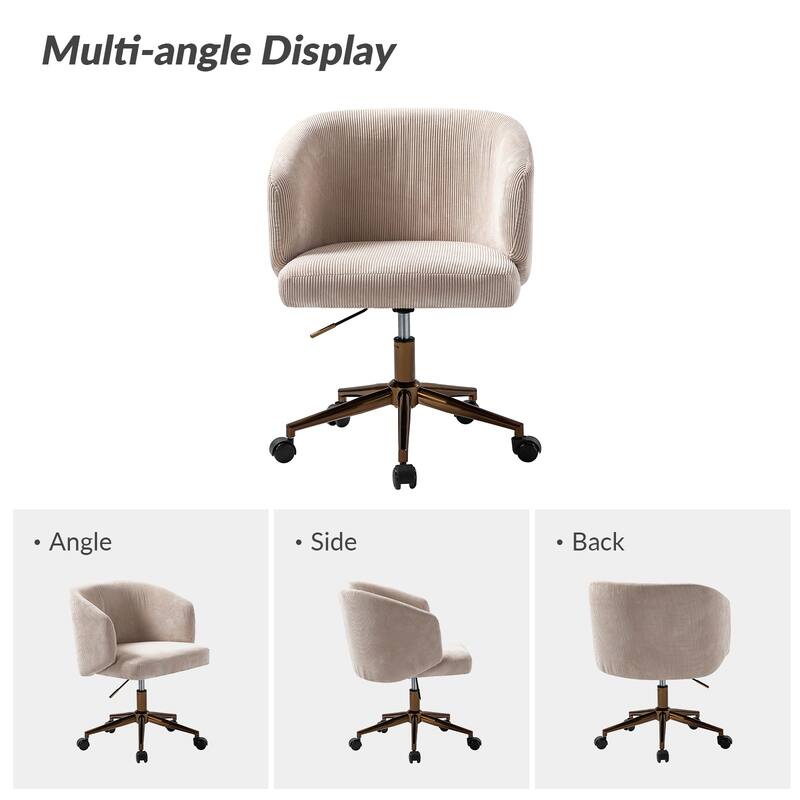 Astore Modern Corduroy Ergonomic Barrel Swivel Office Chair with Height-Adjustable by HULALA HOME