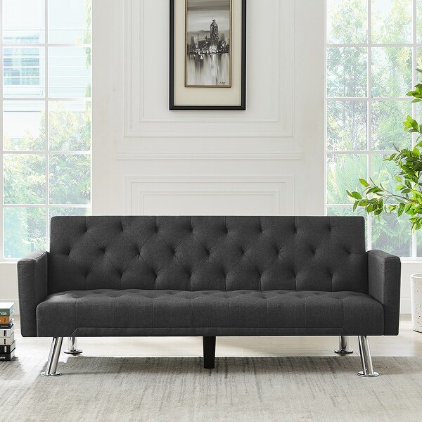 72in Black Modern Fabric Tufted Sofa Bed Overstock 34307758