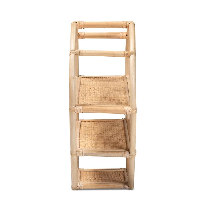 Ruana Bohemian Natural Brown Finished Rattan 3-Tier Display Shelf