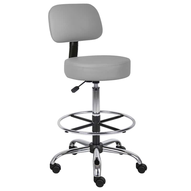 Boss Be Well Antimicrobial Adjustable Drafting Stool with Back - Grey
