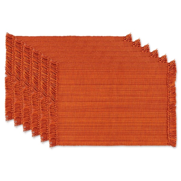 slide 2 of 12, DII Variegated Redwood Fringe Placemat Set/6 Burnt Orange