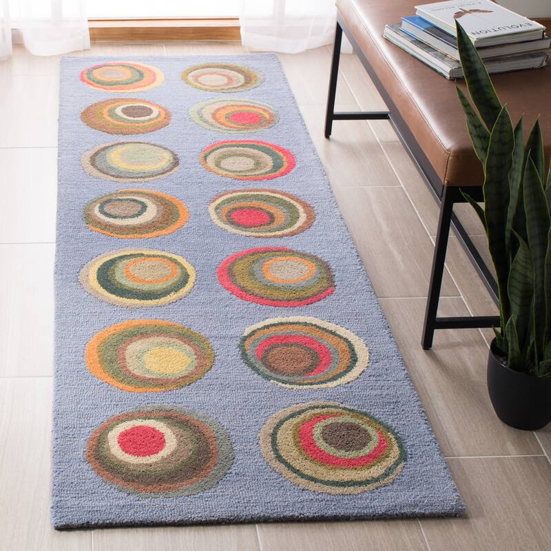 SAFAVIEH Handmade Soho Leia N.Z. Wool Rug - 2'6" x 8' Runner - Blue/Multi
