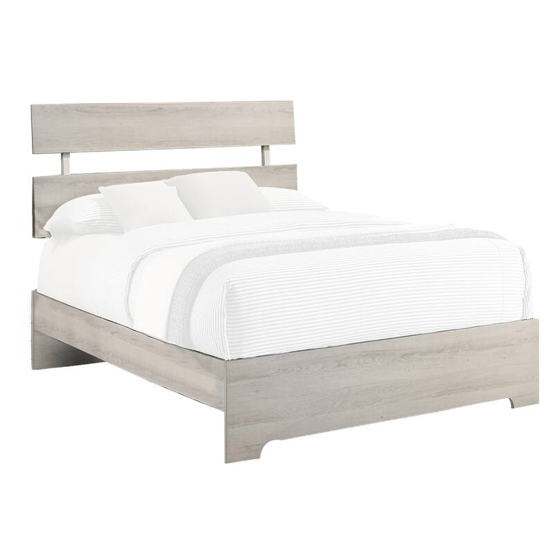 Cuzzy Twin Platform Bed with Panel Headboard, Low Profile White Wood