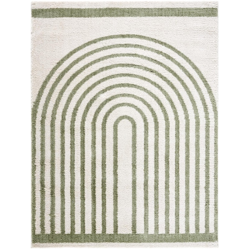 Livabliss Fossay Shag Modern & Contemporary Stripe Washable Area Rug