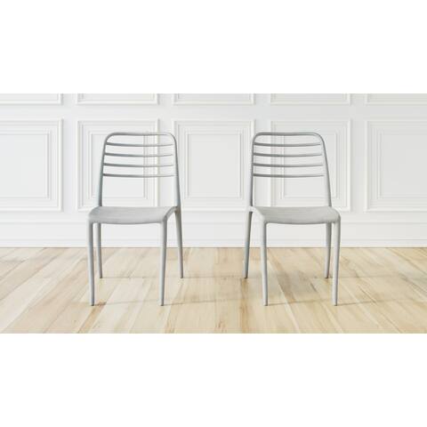 Flora 2-Pack Modern Plastic Stacking Dining Chair (Light Grey)