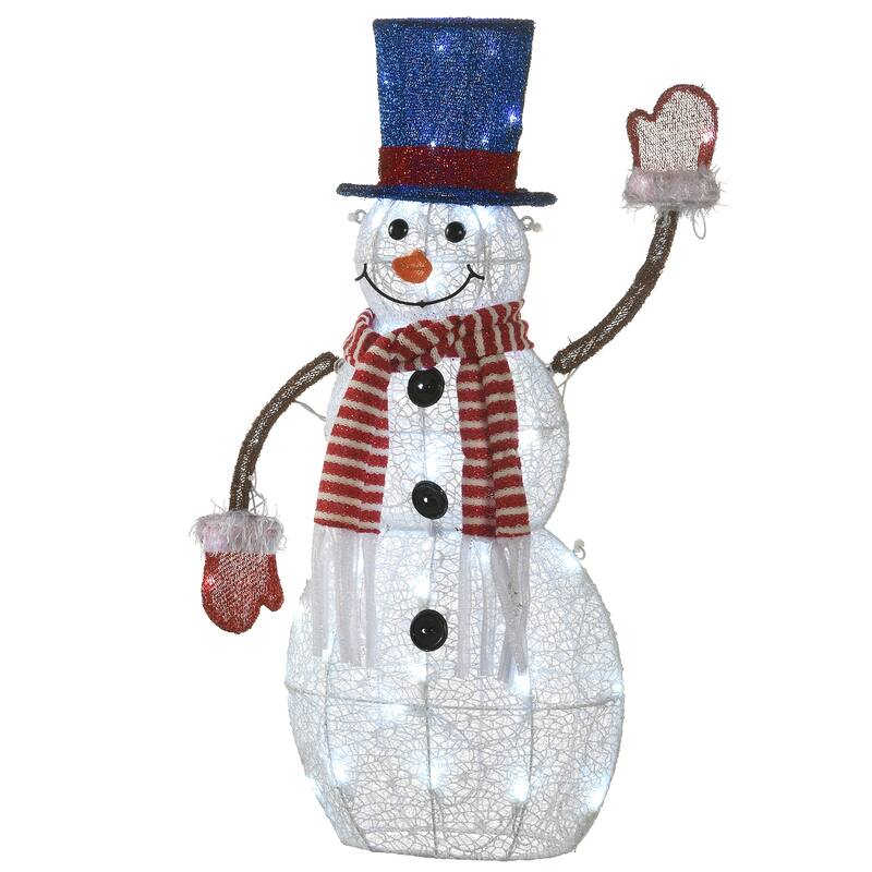 National Tree Company 30 in. Pre-Lit Fabric Snowman - White - 30 in