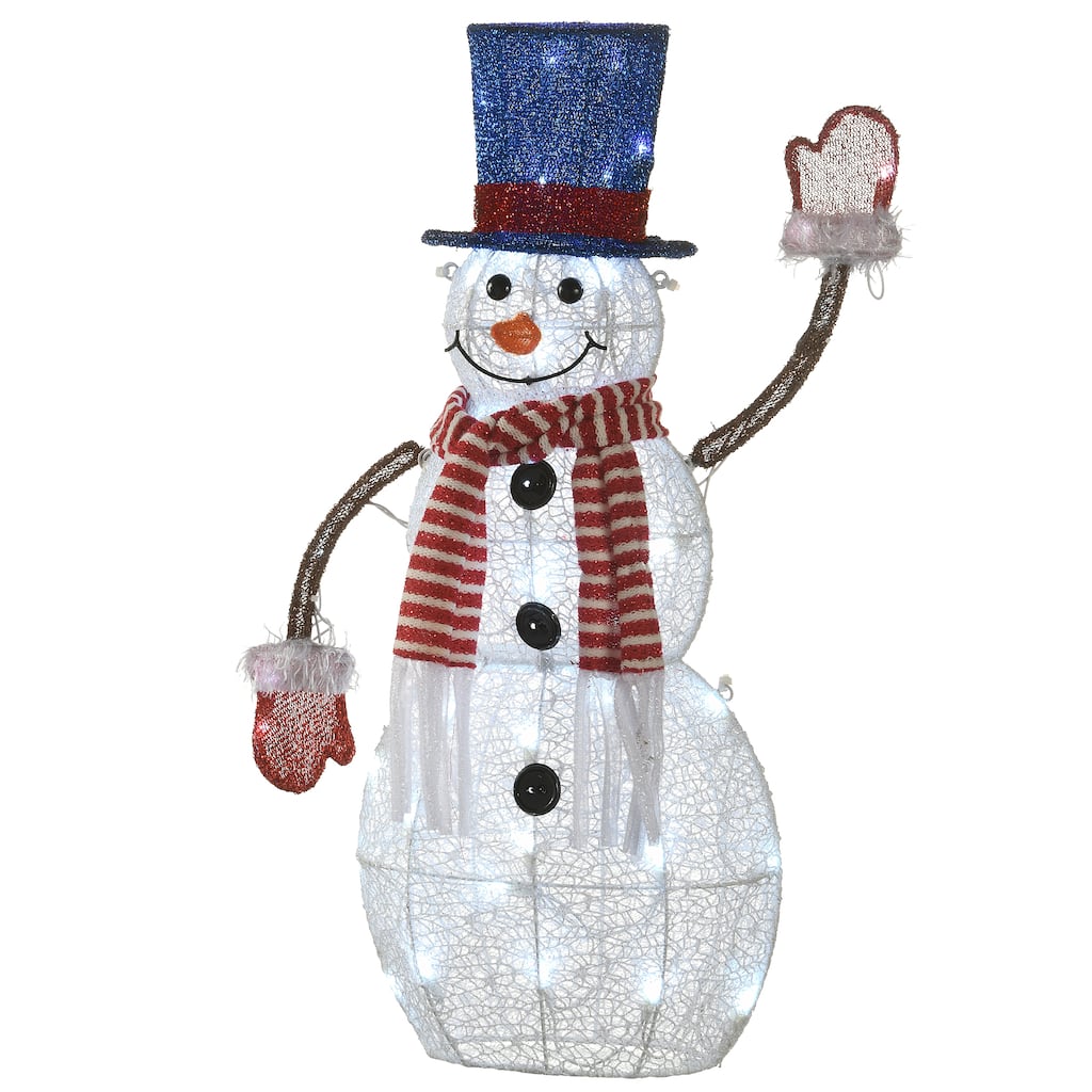 National Tree Company 30 in. Pre-Lit Fabric Snowman - White - 30 in
