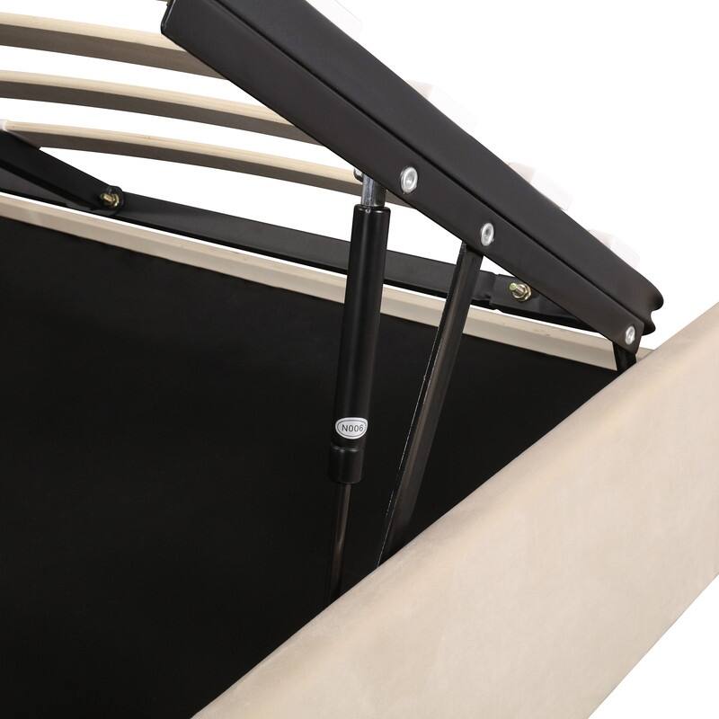 Lift Up Storage Bed Queen Size, Velvet Upholstered Platform Beds with